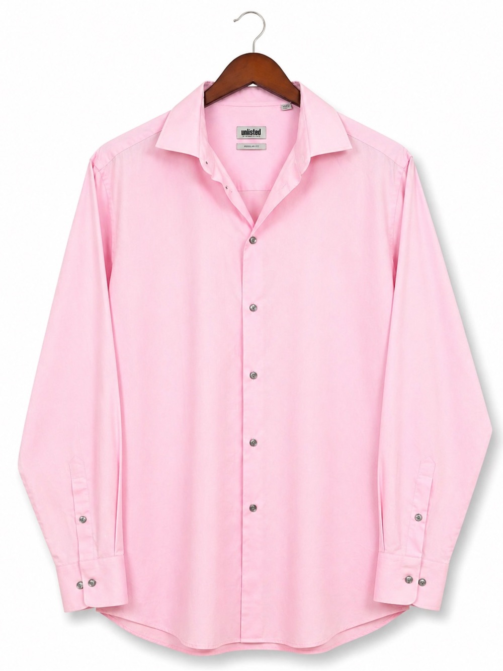 Men’s Pink Dress Shirt 17 Neck Button Down Long Sleeve Cotton Business Casual